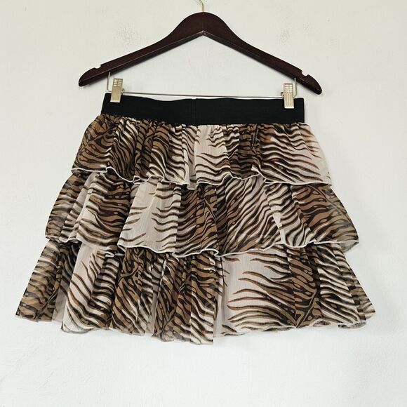 Kool Skirts Womens Zebra Print Tiered Mini Skirt Size S Vtg Y2K Stretch NWT - Picture 5 of 8